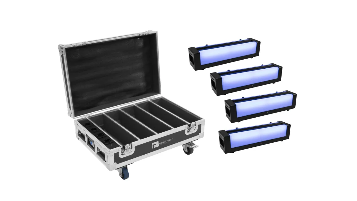 Eurolite Set 4x AKKU Bar-6 Glow QCL + Case mit Ladefunktion