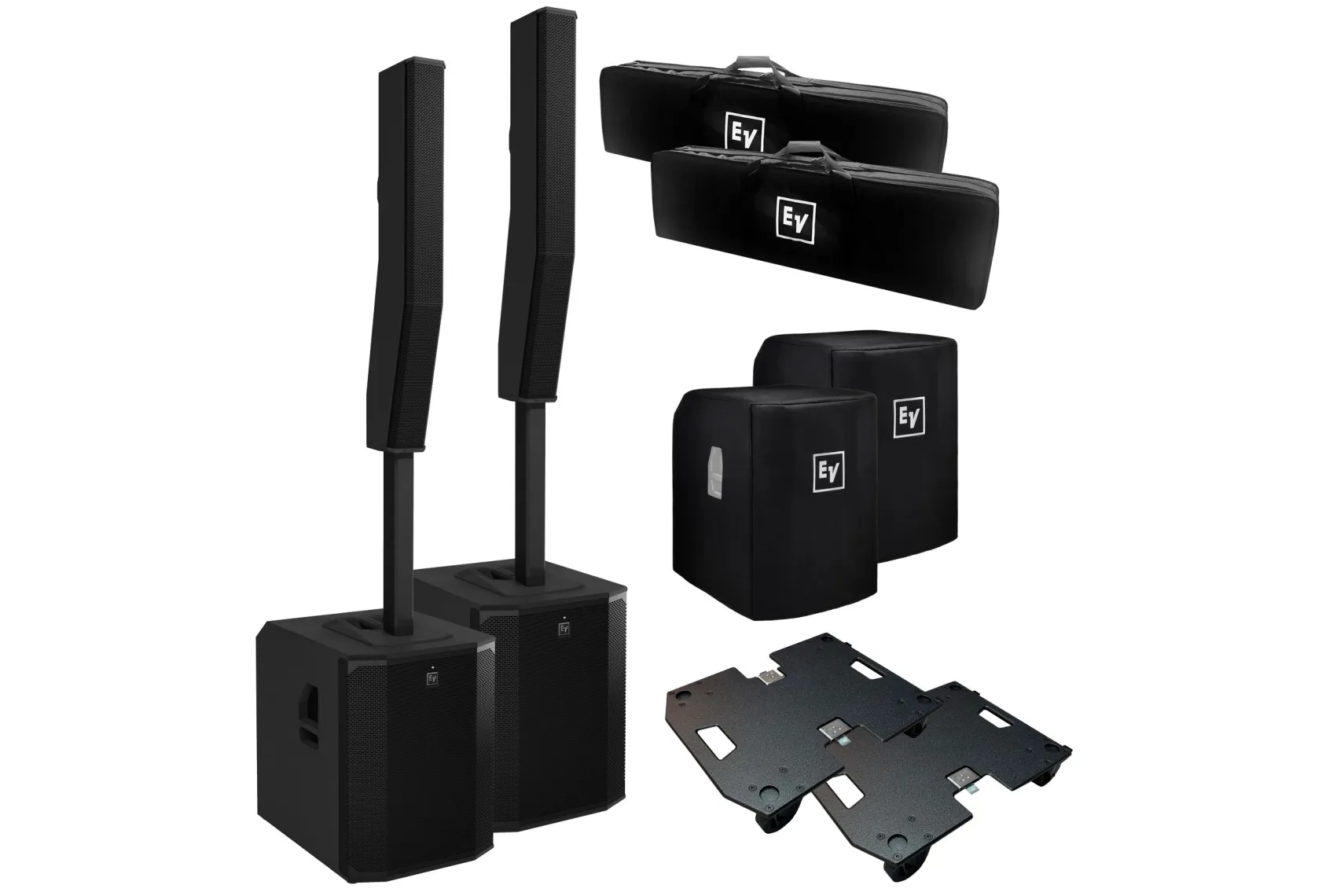 EV Evolve 90 Stereo Bundle Set schwarz mit Rollbrettern