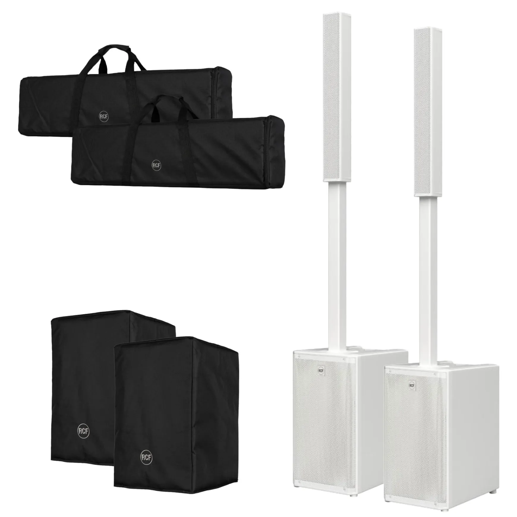RCF EVOX J9 Stereo Bundle Set weiß mit Taschen