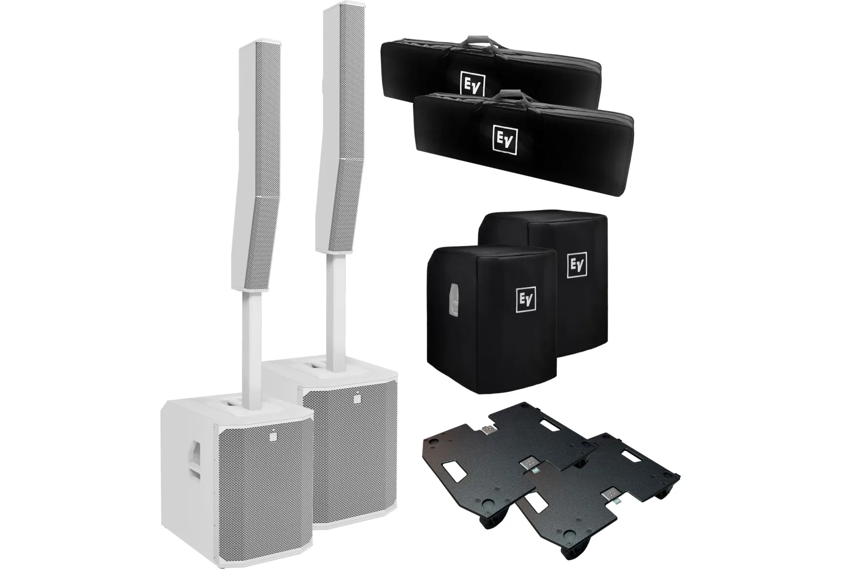 EV Evolve 90 Stereo Bundle Set weiss mit Rollbrettern