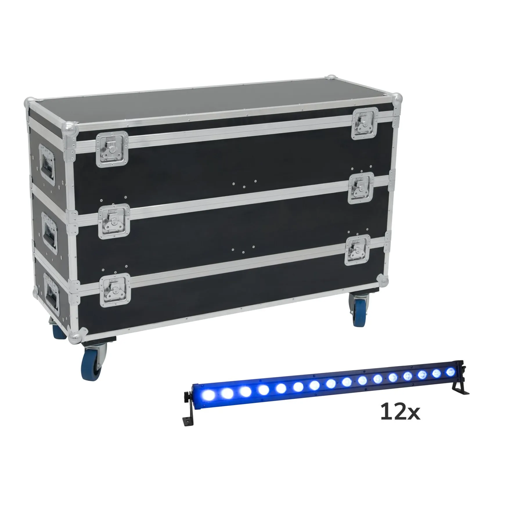 Eurolite Set 12x LED IP T-Bar 16 QCL Leiste + Case mit Rollen