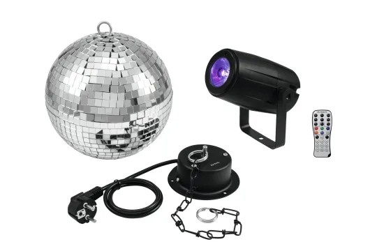 Eurolite Set Spiegelkugel 20cm mit Motor + LED PST-5 QCL Spot sw 