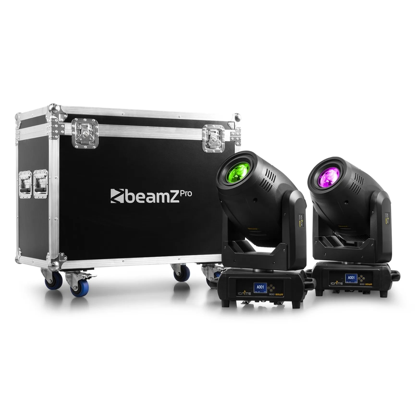 beamZ Pro IGNITE300A LED BSW Moving Head mit Animation 2 Stück im Flightcase