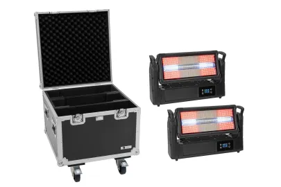 Eurolite Set 2x LED IP Mega PIX Strobe 714 SWING + Flightcase mit Rollen