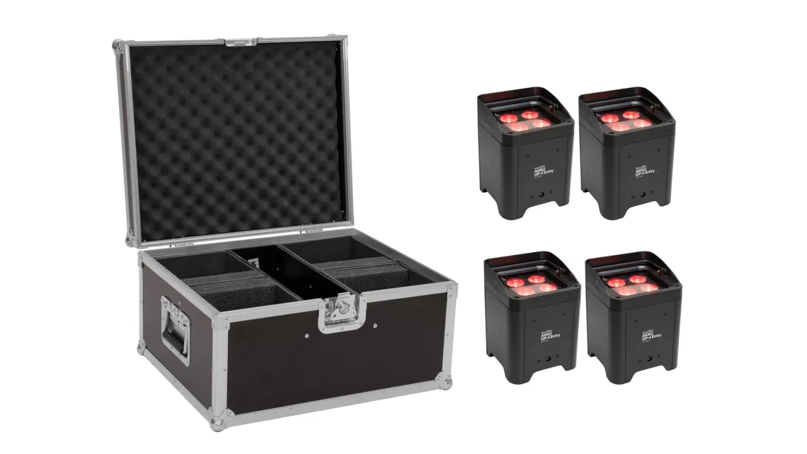 Eurolite Set 4x AKKU UP-4 Entry QCL Spot + Case