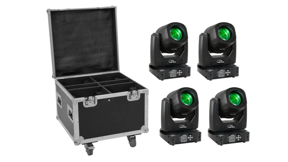 Eurolite Set 4x LED TMH-B90 + Case mit Rollen
