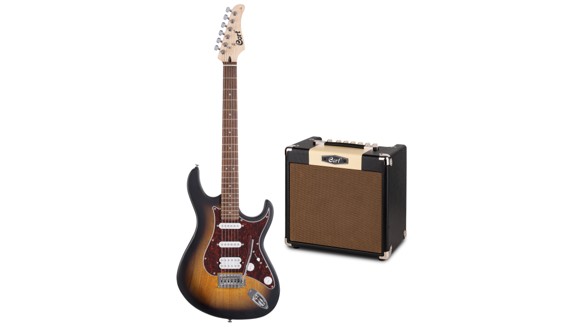 Cort G110 Open Pore Sunburst mit E-Gitarren Combo