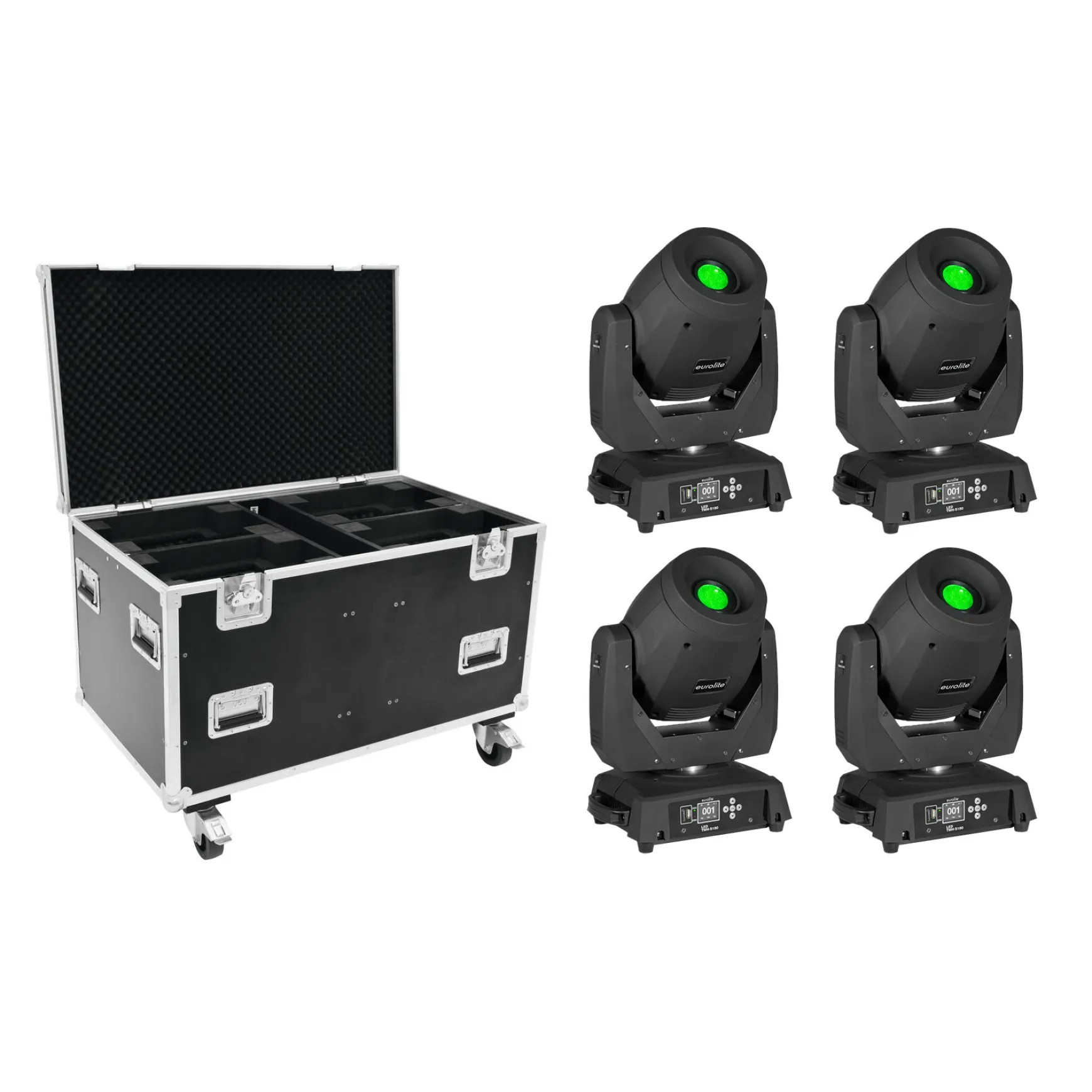 Eurolite 4x TMH-S180 Spot Moving Head Bundle Set mit Case