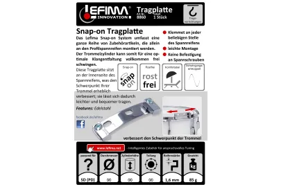 Lefima Snap-on 2-Loch-Tragplatte, handpoliert für Chrom