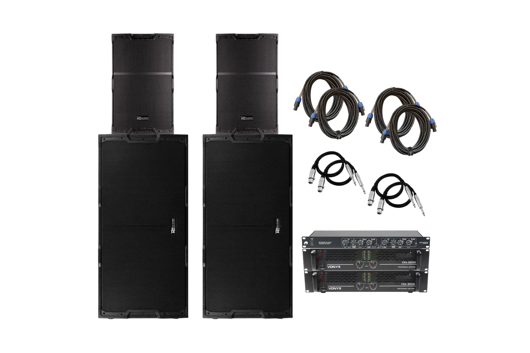 Power Dynamics PDY221815 Big Bundle Set Passiv + Amps