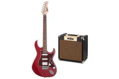Cort G110 Open Pore Black Cherry mit E-Gitarren Combo