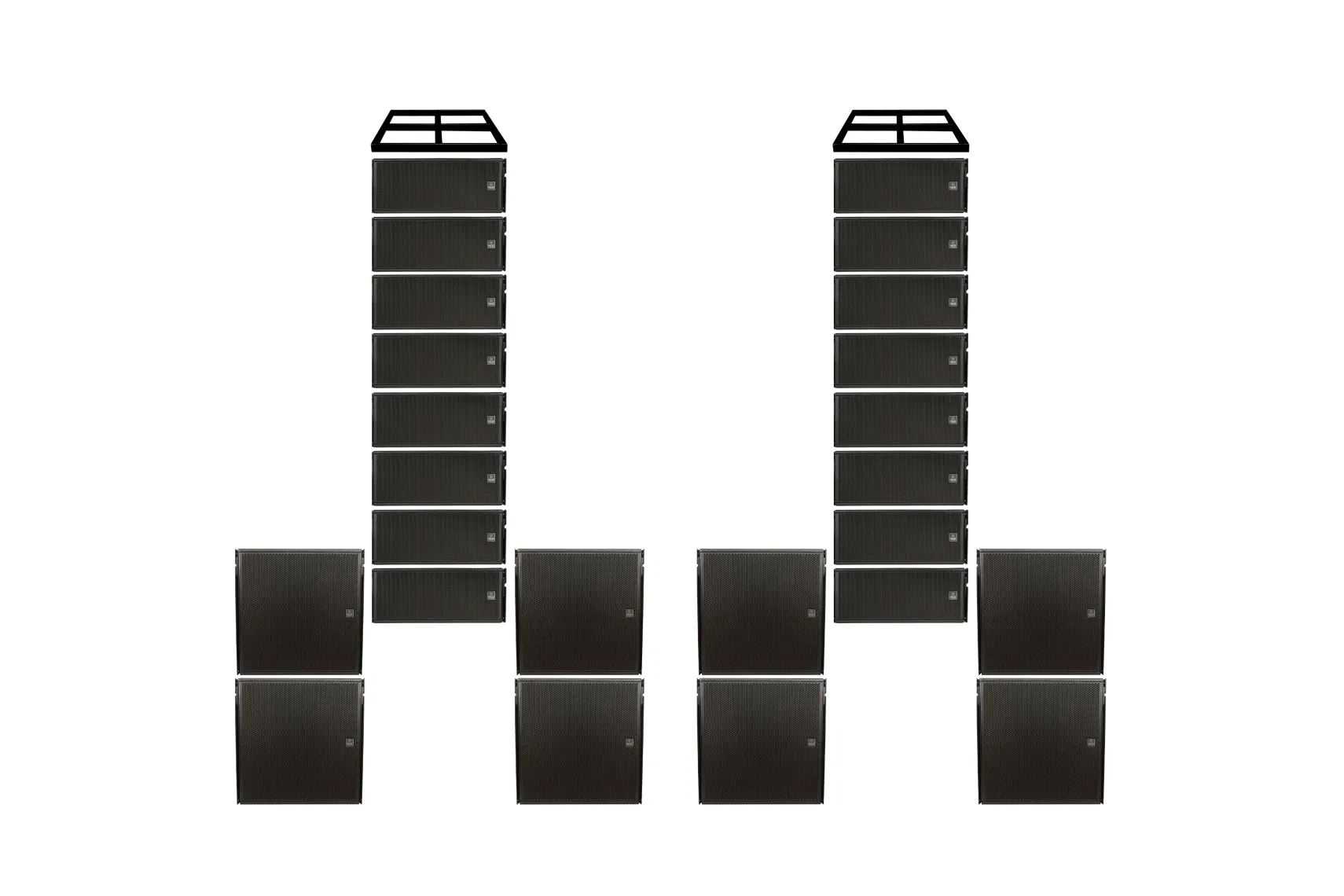 Ihos DILOS System 4 L/R Aktiv Line Array Bundle Set mit 16 Tops und 8 Subs