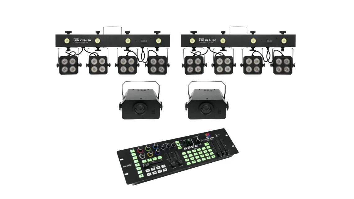 Eurolite Set 2x LED KLS-180 + 2x LED WF-40 + DMX LED Color Chief Controller 