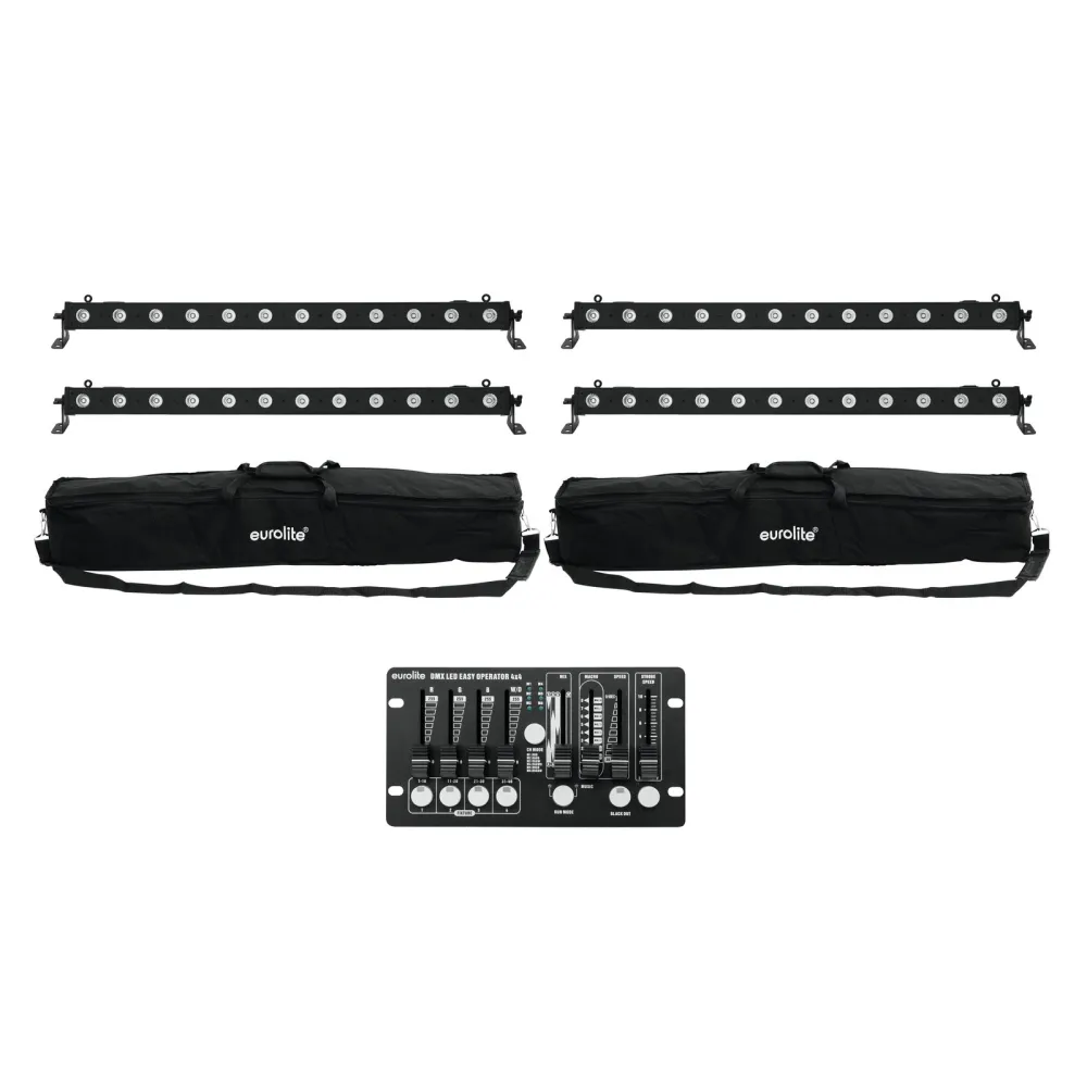 Eurolite Set 4x LED BAR-12 QCL RGBW + 2x Soft-Bags + C