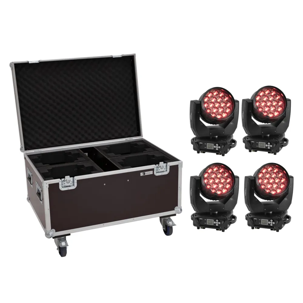 Eurolite Set 4x LED TMH-X4 Moving-Head Wash Zoom + Cas