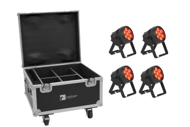 Eurolite Set 4x AKKU IP PAR 7 QCL CRMX MK2 + Case mit Ladefunktion
