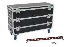 Eurolite Set 12x LED BAR-12 QCL RGB+UV Leiste + Case mit Rollen 