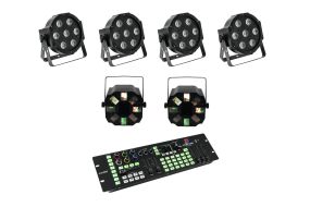 Eurolite Set 4x LED SLS-7 HCL Floor + 2x LED FE-700 + DMX LED Color Chief Controller 