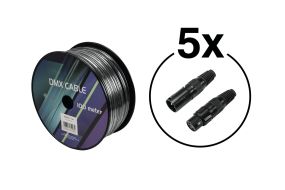 Eurolite Set DMX Kabel 2x0,22 100m sw + 10 Verbinder