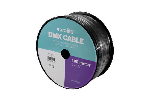 Eurolite Set DMX Kabel 2x0,22 100m sw + 10 Verbinder