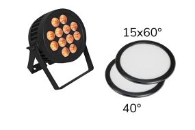 Eurolite Set LED IP PAR 12x8W QCL Spot + 2x Diffusorscheibe (15x60° und 40°) 