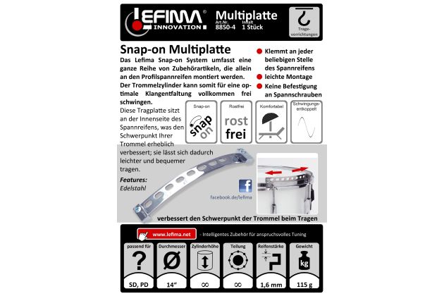 Lefima Snap-on Multiplatte für Chromprofilspannreifen 1